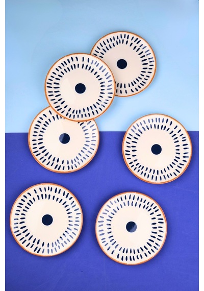 Tabak Evi Porselen Spotty Pasta Tabağı 19,50cm Sp3 6 Kişilik 6 Parça Çok Renkli