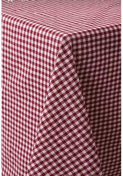 Kareli Desen Pötikareli Masa Örtüsü Bordo