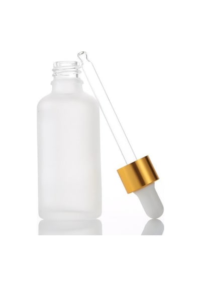 Damlalıklı Buzlu Cam Şişe Gold Kapaklı 30 Ml