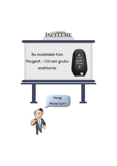 Premium Peugeot 5008 3008 Citroen C3 C4 Smart Siyah Oto Anahtar Kumanda Kabı Kılıfı
