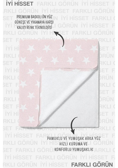 Yıldızlı Pembe Plaj Havlu Örtüsu - Pastel Modern Havuz Deniz Hızlı Kuruyan Mikrofiber Havlu Örtü Çok Renkli