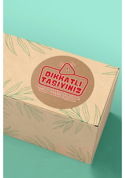 Dikkatli Taşıyınız Kraft Sticker 3x3cm St2273 Çok Renkli