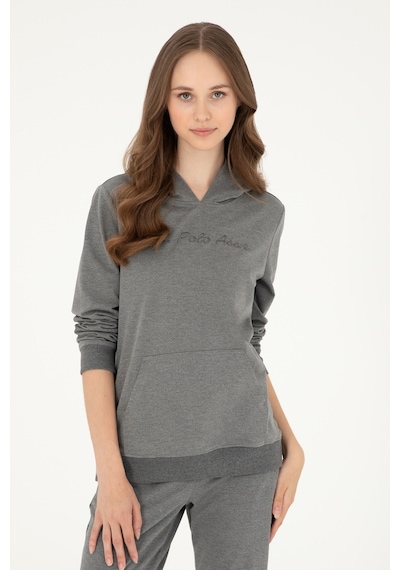 U.S. Polo Assn. Kadın Antrasit Melanj Kapüşonlu Sweatshirt 50296947-VR081 U.S. Polo Assn. Kadın Antrasit Melanj Kapüşonlu Sweatshirt 50296947-VR081