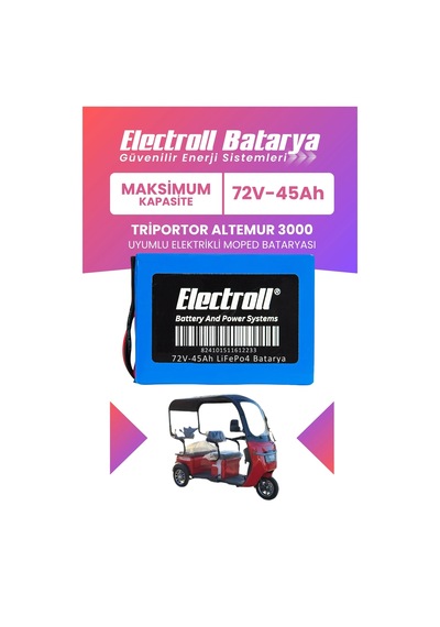 Triportor Altemur 3000 Uyumlu Batarya Maksimum Kapasite Lifepo4 72v 45ah Elektrikli Moped Bataryası