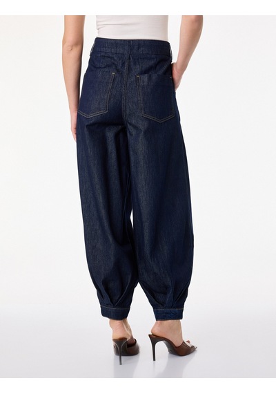 Koton Pamuklu Rahat Kalıp Stoperli Paça Düğmeli Cepli Denim Pantolon Koyu İndigo 7wal40131md Indigo