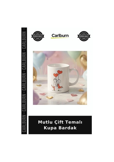 Mutlu Çift Temalı Kupa Bardak Çay Bardağı Hatıra Eşya Kahve Kupası Çok Renkli
