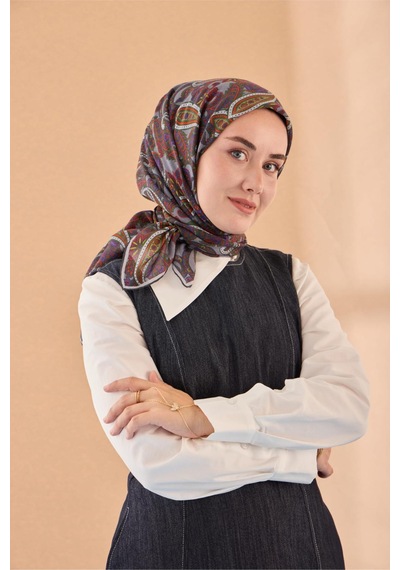 Silk Home Yaz Esintisi Eşarp 150002-13 Gri, Mor, Parlak Turuncu, Fıstık Yeşil
