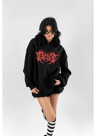 Tarzsokak Kırmızı Dusk Baskılı Oversize Unisex Siyah