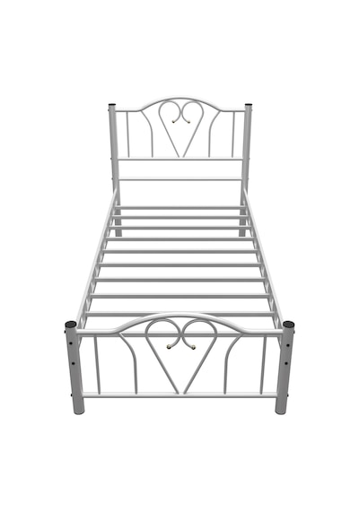 Argimo Orkide Tek Kişilik Ferforje Beyaz Metal Karyola 90x200