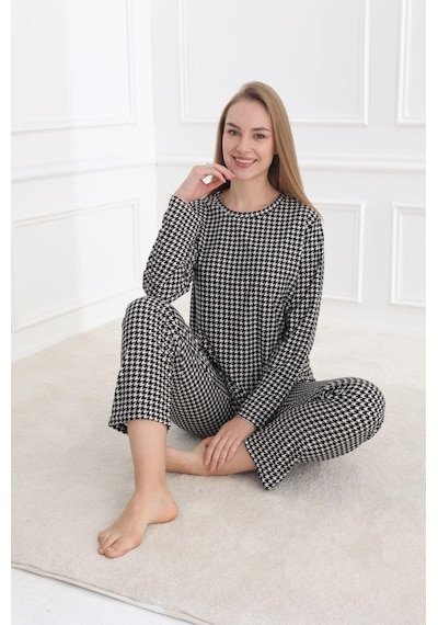 Pemilo 20502-318 Uzun Kol Süet Kadın Pijama Takımı - Siyah-Beyaz Beyaz - Siyah Pemilo 20502-318 Uzun Kol Süet Kadın Pijama Takımı - Siyah-Beyaz Beyaz - Siyah