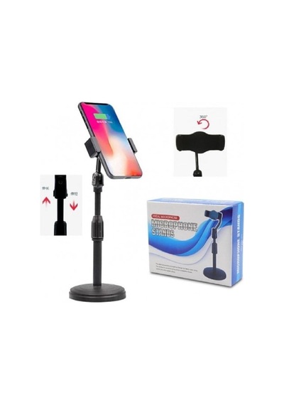 Tr Enashop Masaüstü Teleskopik Telefon Tutucu Telefon Tutacağı Masa Üstü Siyah Genel