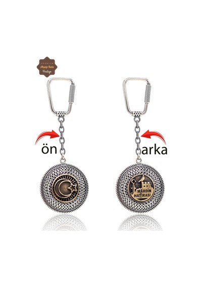Ayyıldız Ve Mardin Hatırası Çift Taraflı Oksitli Gümüş Telkari Anahtarlık 201025170 Gümüş