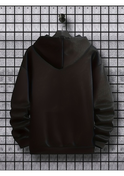 Uyguntarz Unisex Alcakgonullu Kal Baskılı Oversize Sweatshirt siyah