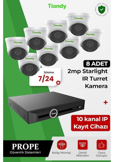 Tiandy 8 Kameralı Ip Sistem Paketi