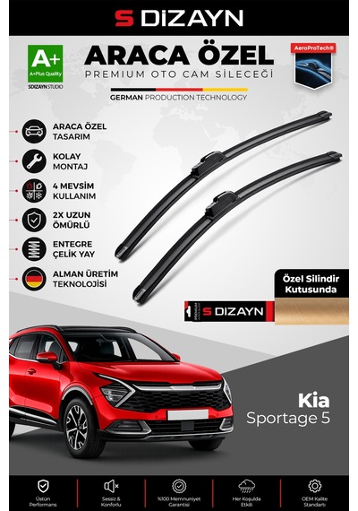 S-dizayn Kia Sportage Ön Cam Silecek Seti 2021 Üzeri Premium Araca Özel 65-45 Cm A+ Kalite