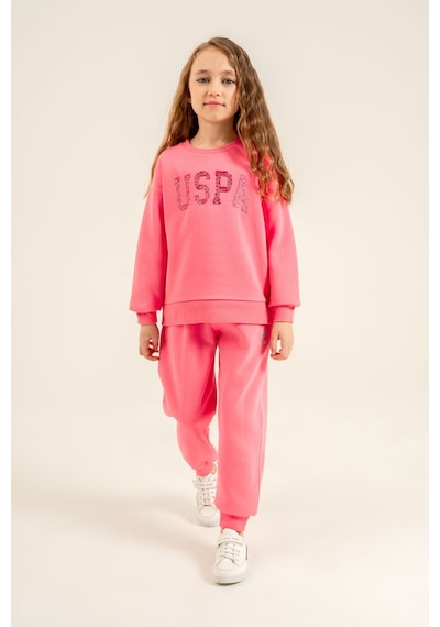 U.S. Polo Assn. Kız Çocuk Nakışlı Pembe Uzun Kol Eşofman Takımı Us2723-c-v1 Us2723-c-v1