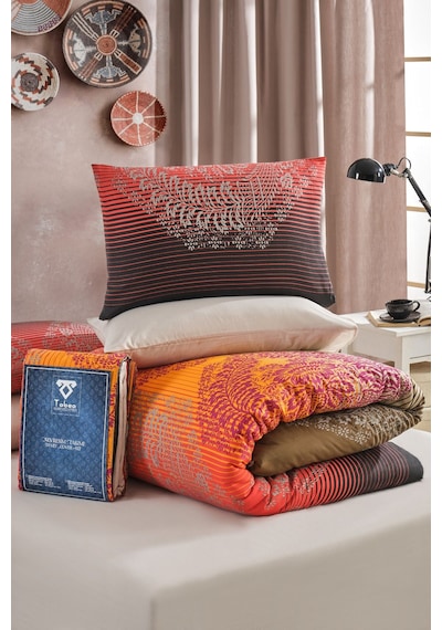 Veramoni Soft Dreams Lava Çift Kişilik Pamuklu Desenli Nevresim Takımı - Kırmızı
