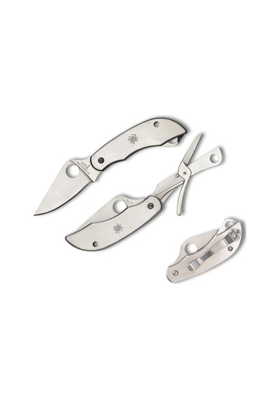 Spyderco Clipitool Scissors Stainless Plainedge Kamp Çakı Gümüş
