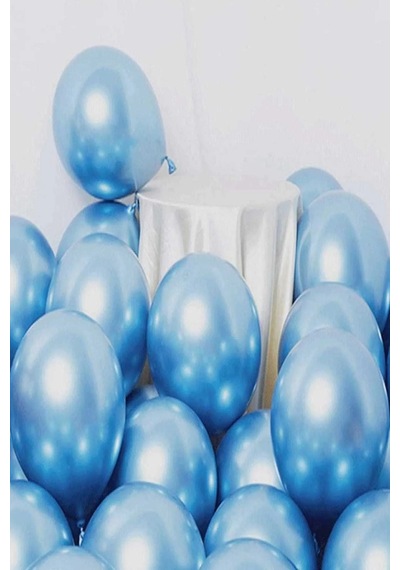Krom Parlak Metalik Mavi-yeşil Renk 10 Adet Balon