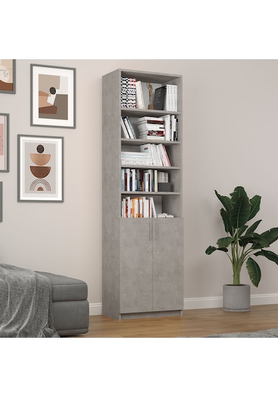 Asra Trend K-37 %100 MDF 60 cm Kapaklı Kitaplık Raflı Ofis Dosya Dolabı Retro Taş