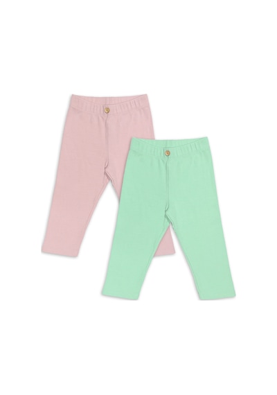 Denokids Kız Çocuk Tayt 2'li Paket Pamuk Pembe ve Mint Tayt Yazlık