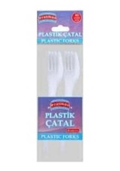 Özel Üretim Pratik Parti Piknik Plastik Çatal Seti - 10'lu Paket - Beyaz Renk - Kullan At Çatal