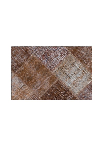 El Dokuması Patchwork Vintage Yün-pamuk Kahve Halı 22240 120 X 180 Cm Kahverengi