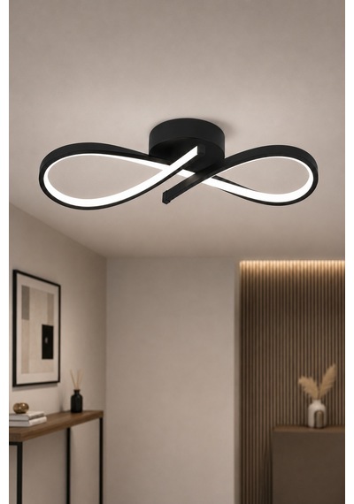 AvizeGO Hena Led Plafonyer Avize Beyaz Işık Siyah