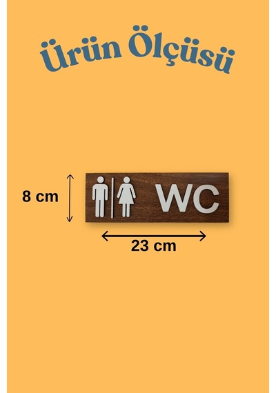 Dekoratif Ahşap 2d Kabartma Figürlü Wc Tabelası - Ceviz