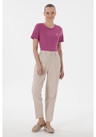 U.S. Polo Assn. Kadın Kum Çizgili Keten Karışımlı Carrot Fit Kanvas Pantolon 50309090-VR085 U.S. Polo Assn. Kadın Kum Çizgili Keten Karışımlı Carrot Fit Kanvas Pantolon 50309090-VR085