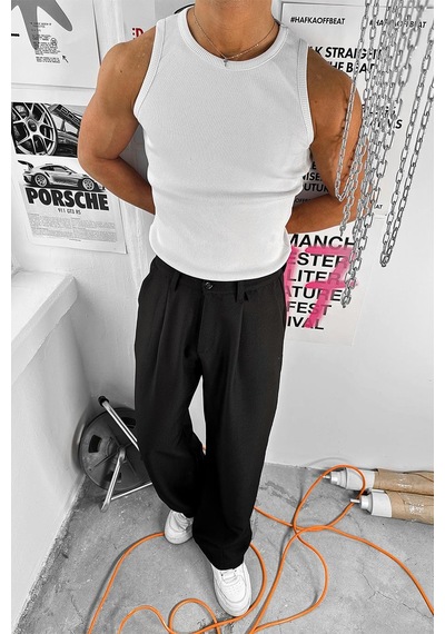 Beyaz Cozy Basic Tank Top Likralı Premium Fitilli Atlet Beyaz