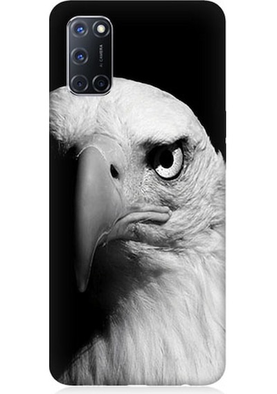 Oppo A72 Uyumlu Silikon Kılıf Siyah Beyaz Kartal Başı