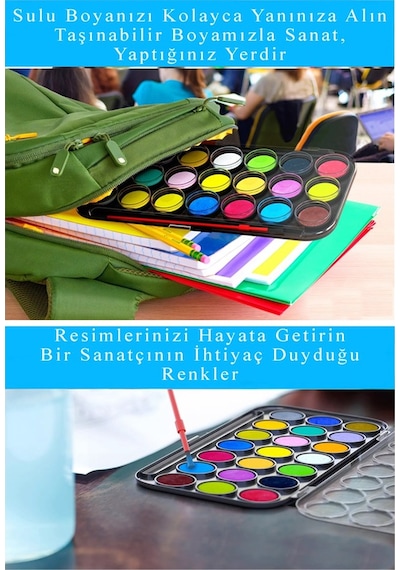 21 Renk Sulu Boya 1 Paket Fırça Hediyeli 21 Li Pritt Suluboya Canlı Renkler 28 Mm Boya Çapı Büyük Boy Çok Renkli