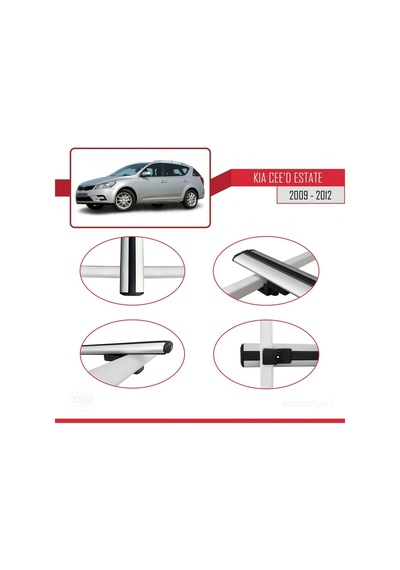 Kia Ceed Sportswagon 2009-2012 Arası İle Uyumlu Basic Model Ara Atkı Tavan Barı Gri 3 Adet