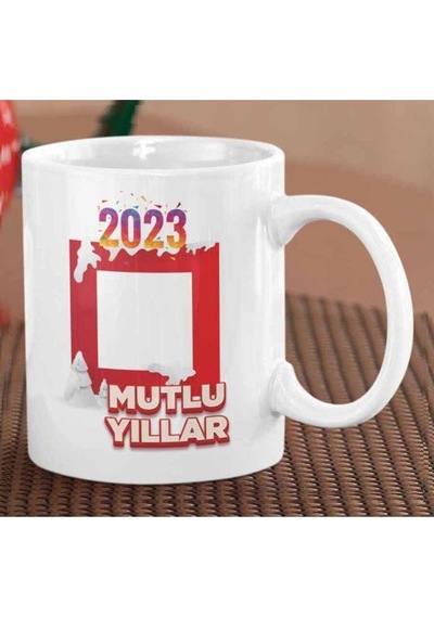 2023 Mutlu Yıllar 2023 Christmas Noel Iki Tarafı Baskılı Kupa Bardak Çok Renkli