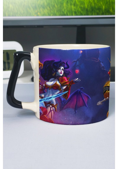 Dota 2 Baskılı Seramik Lüks Kupa 1 Adet Özel Siyah Kulp Dalga Kulp V1d Çok Renkli