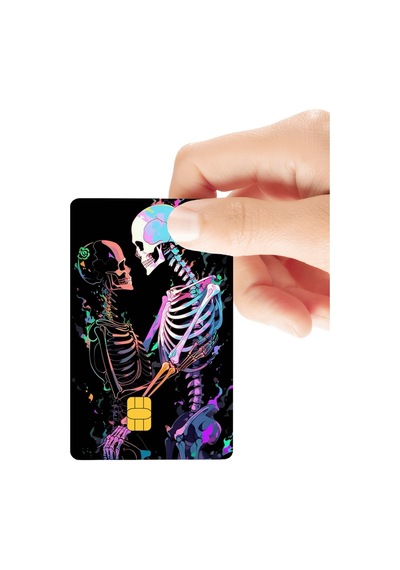 İskeletlerin Aşkı Temalı Parlak Kredi/banka Kart Kaplama Sticker Standart