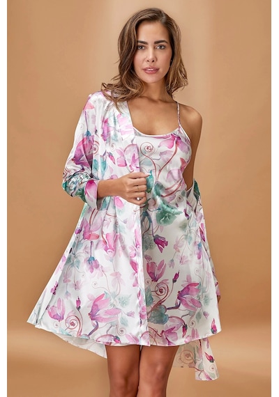 Moon Wear 5354 Sabahlıklı Gecelik Takım Fuşya