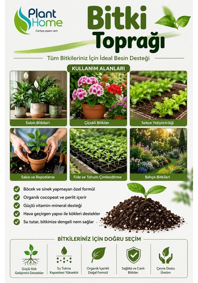 Bitki Toprağı Cocopeat Perlit Karışımlı Kullanıma Hazır Böcek Yapmayan Özel Karışım 5 Litre -