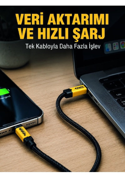 3'ü 1 Arada Usb Şarj Kablosu 240w Hızlı Şarj Ve Veri Aktarım Kablosu 3855796