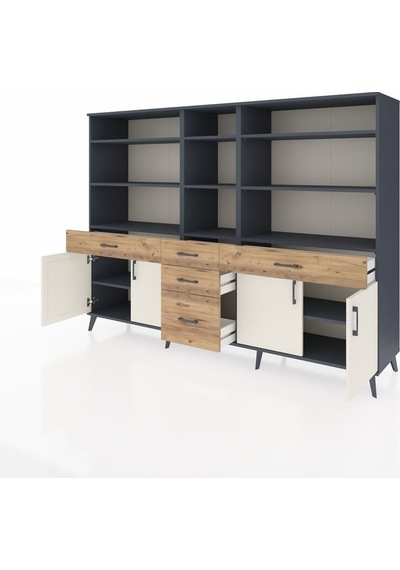Hyperion Dolap 11 Raflı 5 Çekmeceli 4 Kapaklı 220x44x163 Antrasit Antrasit-aytaşı/çam Hyperion Dolap 11 Raflı 5 Çekmeceli 4 Kapaklı 220x44x163 Antrasit Antrasit-aytaşı/çam