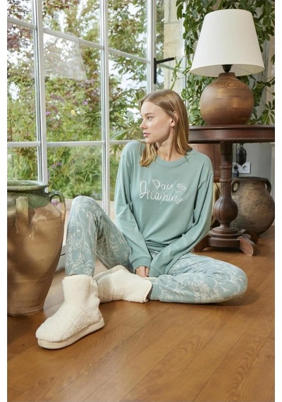 Aydoğan Kadın Bisiklet Yaka Termal Pijama Takımı 30009y- 1 Adet Yeşil