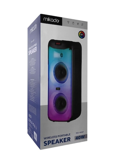 Mikado Md-40bt 40w Bt, Tws Destekli Rgb Işıklı Kablosuz Mikrofonlu Toplantı-parti Kule Hoparlör