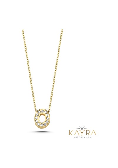 Taşlı O Harfli Altın Kolye Bm85
