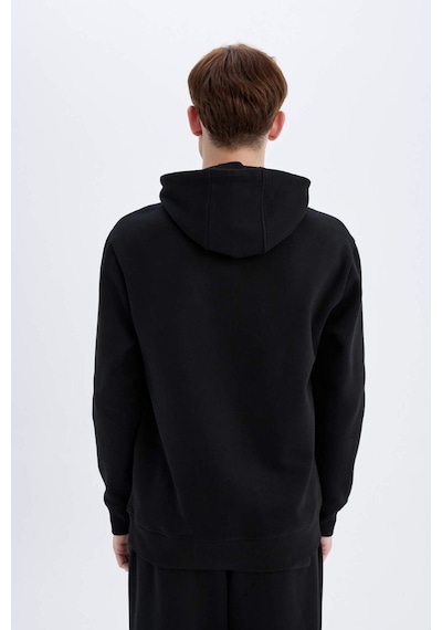 DeFacto Regular Fit Kapüşonlu Kanguru Cepli İçi Yumuşak Tüylü Basic Düz Sweatshirt X8283AZ24AUBK81