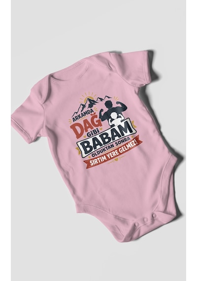 Morivokids Babaya Özel Kısa Kollu Bebek Body %100 Pamuk Zbn209-kk Koyu Pembe