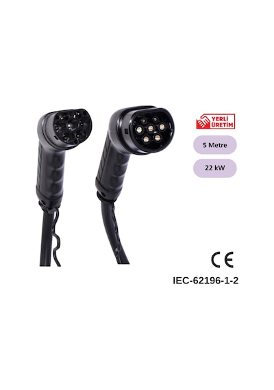 E-Qsr Energy Elektrikli Araç Şarj Kablosu - 22 Kw / 32a / 5 Metre / 3 Faz 5 Metre