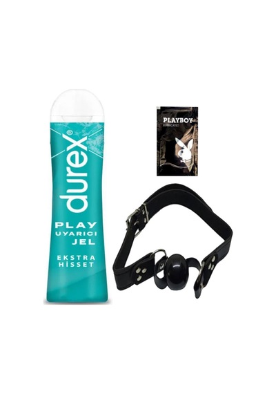 Durex Play Ekstra Hisset Bay Bayan Uyarıcılı Jel 50 Ml + Siyah Deri Ağız Topu + Hediye