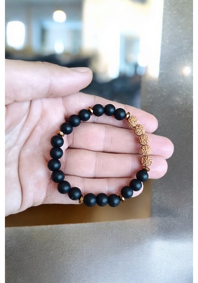 Rudraksha Bileklik Mat Oniks Taşı Bileklik Orijinal Gerçek Doğal Taş Erkek Bileklik Kadın Bileklik Rudraksha Bileklik Rudraksha Bileklik