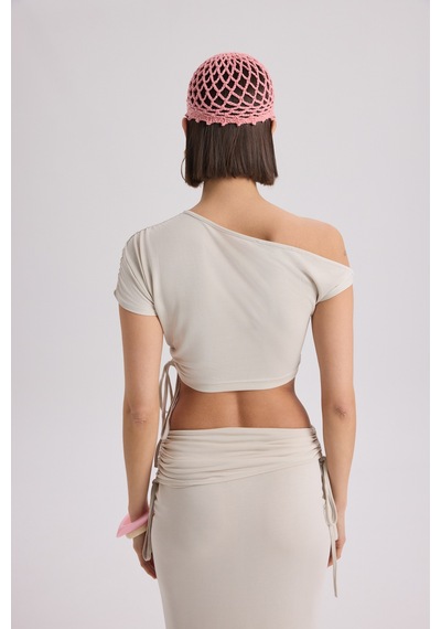 Mai Collection Mai Studios Co. Ivan Büzgülü Bej Crop Etek Takım Bej